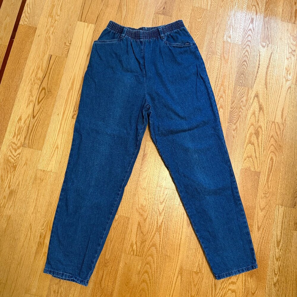 [Sold] Vintage 100% cotton Chic brand elastic waist mom jeans front pockets